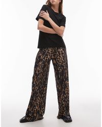 TOPSHOP - Smudge Leopard Plisse Trouser - Lyst