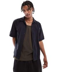 Pull&Bear - Overhemd Met Gekreukte Textuur En Reverskraag - Lyst