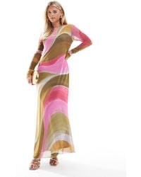 Vero Moda - Long Sleeved Mesh Dress Maxi - Lyst