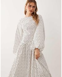 ASOS - Poplin Maxi Dress With Asymmetric Waist And Volume Sleeve - Lyst