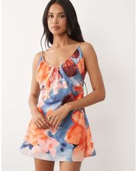 ASOS - Bias Cut Scoop Neck Low Back Satin Mini Dress - Lyst