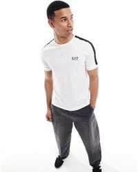EA7 - Armani - - t-shirt bianca con logo a contrasto con fettuccia - Lyst