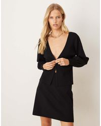 Vila - Waist Detail Knitted Cardigan Co-ord With Gold Hammered Buttons - Lyst