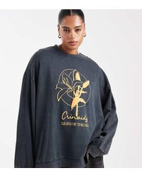 ASOS - Asos Design Curve Oversized Sweatshirt With Lily Flower Graphic - Lyst