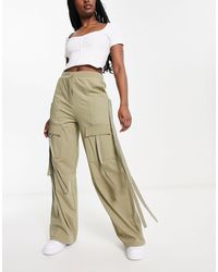 ASOS - Wide Leg Cargo Trouser With Strapping Detail - Lyst