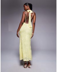ASOS - Halter Neck With Open Back With Drape Detail Maxi Dress - Lyst