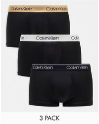 Calvin Klein - Confezione da 3 paia di boxer aderenti elasticizzati a vita bassa neri con elastico a contrasto - Lyst