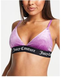 Juicy Couture Velvet Triangle Bra Co-ord With Branded Elastic - Pink
