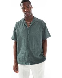 Jack & Jones - Overhemd Van Seersuckerstof Met Korte Mouwen En Reverskraag - Lyst