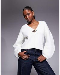 River Island - Gold Detail Knitted Cardigan - Lyst
