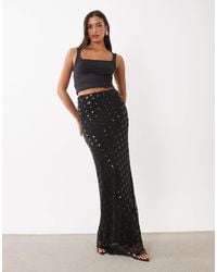 AFRM - Tegan Sequin Mesh High Rise Ruffle Hem Maxi Skirt Set - Lyst