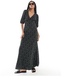 Glamorous - V-Neck Maxi Tea Dress - Lyst