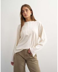 TOPSHOP - Large Placket Long Sleeve Henley - Lyst