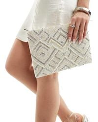 ASOS - Diamond Beaded Zip Top Clutch Bag - Lyst