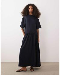 ASOS - Dropped Waist T-shirt Midi Dress - Lyst