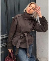 Bershka - Funnel Neck Trench Jacket - Lyst