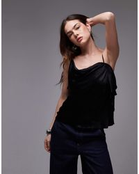 TOPSHOP - Double Strap Satin Cami With Ruffle - Lyst