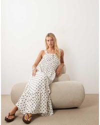 Miss Selfridge - Polka Dot Seersucker Shirred Detail Maxi Dress - Lyst