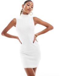 Aria Cove - Fluffy Knit High Neck Sleeveless Mini Jumper Dress Co-ord - Lyst
