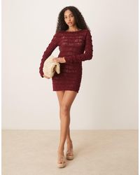 ASOS - – offenmaschiges, langärmliges mini-strickkleid - Lyst