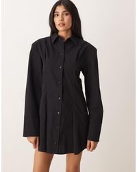 ASOS - Cinched Shoulder Pad Shirt Mini Dress - Lyst