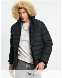 Jenkoon Mens Warm Hooded Quilted Outerwear Faux Fur Lined Parka Jackets