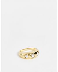 Metallic & Other Stories Chunky Embossed Ring in Gold Womens Jewellery Rings 