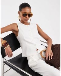 ONLY - Linen Blend Tailored Waistcoat - Lyst