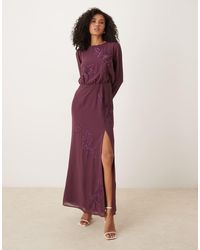 Maya - Embroidered Long Sleeve Maxi Dress - Lyst