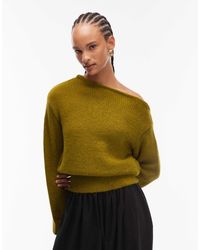 ASOS - Knitted One Shoulder Jumper With Cinched Waist - Lyst
