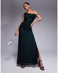 ASOS - Lace Twist Shoulder Maxi Dress With Lace Up Back Detail And Contrast Lining - Lyst