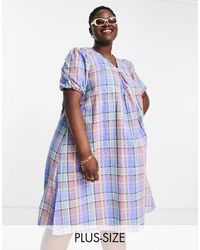 Pieces Plus - Pieces Curve Puff Sleeve Midi Dress - Lyst