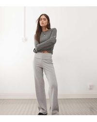 Collusion - Geribbelde Flare-Yogabroek Met Omgeslagen Taille - Lyst