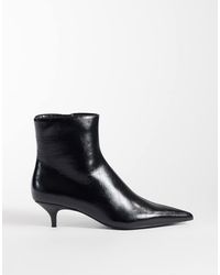 Mango - Faux Leather Kitten Heeled Ankle Boot - Lyst