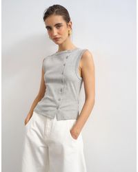 TOPSHOP - Button Through Vest - Lyst