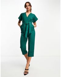 Closet - Tuta jumpsuit kimono smeraldo allacciata - Lyst
