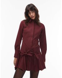 ASOS - Shirt Mini Dress With Tie Waist Detail - Lyst