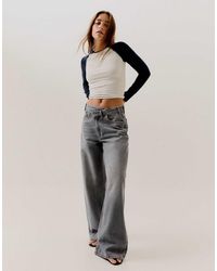 Bershka - Wide-Leg Cross-Waist Jeans - Lyst