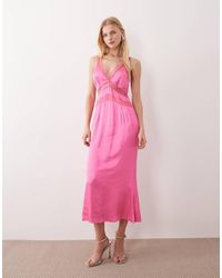 Never Fully Dressed - Gianna Lace Insert Satin Midaxi Slip Dress - Lyst