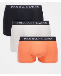 Polo Ralph Lauren - Pack De 3 Calzoncillos Clásicos De Color Naranja, Gris Jaspeado Y Negro Con Cinturillas Blancas Con Logo De - Lyst