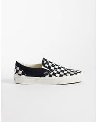 Vans - Classic slip-on baskets à carreaux à sequins et blanc - Lyst