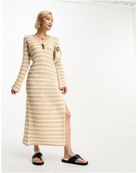 4th & Reckless - Crochet Side Split Maxi Dress With Thigh Split - Lyst