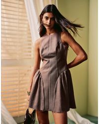 ASOS - Vestito Corto Strutturato Doppiato Color Cioccolato Con Schiena Scoperta - Lyst