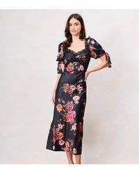 Hope & Ivy - The Tanya Petite Printed Puff Sleeve Satin Cami Dress With Bow Sleeve Detailing - Lyst