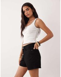 Vila - High Waisted Denim Shorts - Lyst
