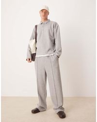 ASOS - Joggers De Vestir Gris Jaspeado De Pernera Ancha De (Parte De Un Conjunto) - Lyst
