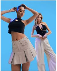 ASOS - Minifalda color plisada estilo pantalones chinos - Lyst