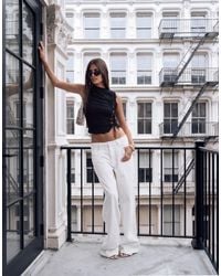 Lioness - Exclusive Top Model Wide Leg Studded Detail Jeans - Lyst