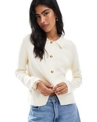 ASOS - Compact Knit Cardigan With Collar - Lyst