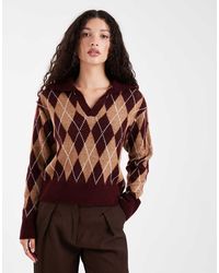 New Look - Polotrui Met Argyle-Patroon - Lyst
